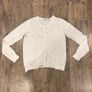 JustFab Off-White Knit Cardigan. 55% Cotton.
